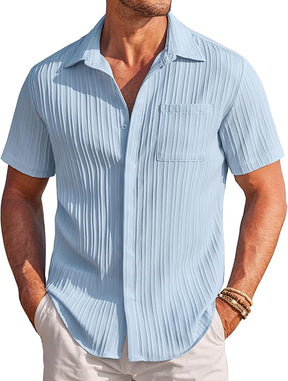 COOFANDY Mens Casual Shirts Short Sleeve Button Down Shirts Fashion Textured Summer Beach Shirt S-XXL
