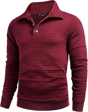COOFANDY Mens 1/4 Quilted Pullover Half Casual Stand Collar Long Sleeve Sweatshirt Big and Tall Mock Neck Sweater
