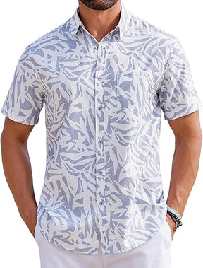 COOFANDY Mens Hawaiian Shirts Short Sleeve Tropical Button Down Shirts Floral Summer Beach Shirt