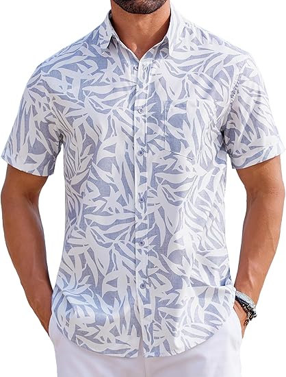 COOFANDY Mens Hawaiian Shirts Short Sleeve Tropical Button Down Shirts Floral Summer Beach Shirt
