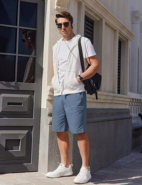COOFANDY Mens Casual Shorts Cotton Elastic Waist Drawstring Shorts Lightweight Summer Beach Shorts