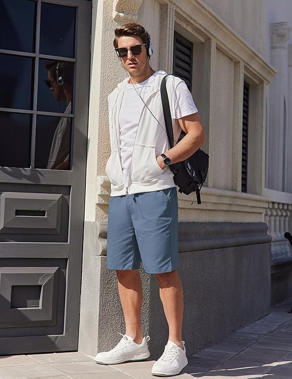 COOFANDY Mens Casual Shorts Cotton Elastic Waist Drawstring Shorts Lightweight Summer Beach Shorts