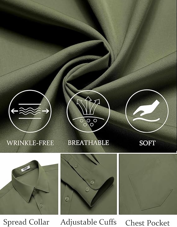 COOFANDY Dress Shirts Wrinkle Free Long Sleeve Button Down Shirt Business Shirts