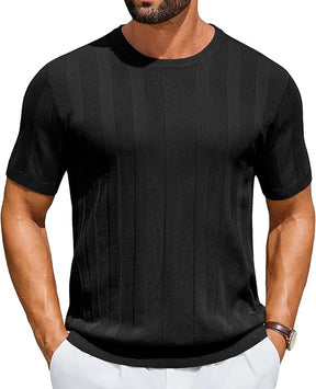 COOFANDY Mens T-Shirts Short Sleeve Knit Shirt Crew Neck Sweater Fashion Casual Textured Pullover Tees