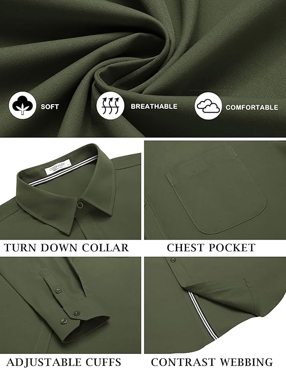 COOFANDY Men's Long Sleeve Casual Button Down Shirts Untucked Shirts for Men Regular Fit Dress Shirt