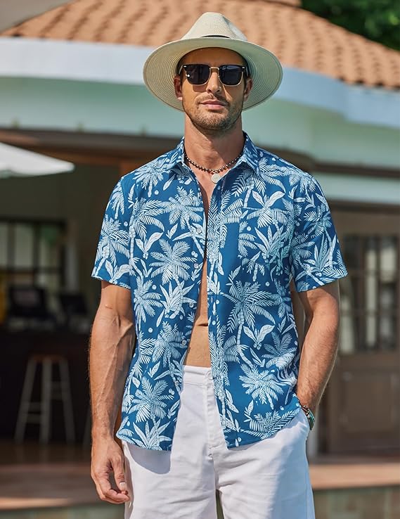 COOFANDY Men's Saint Patrick's Day Green Hawaiian Shirt Short Sleeve Casual Button Down Perfect for Parade & Tropical Beach Wear