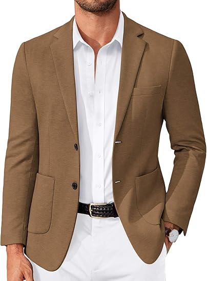 COOFANDY Men's Casual Knit Blazer Slim Fit Lightweight Sport Coat Stretch Two Button Suit Jacket