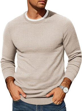 COOFANDY Mens Pullover Sweater Waffle Knit Crewneck Long Sleeve Dress Sweater