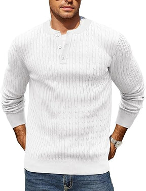 COOFANDY Men's Knit Henley Sweater Long Sleeve Button Down Fall Sweaters and Pullovers