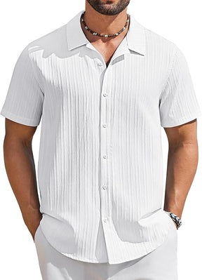 COOFANDY Men's Short Sleeve Casual Button Down Shirts Textured Summer Beach Shirt