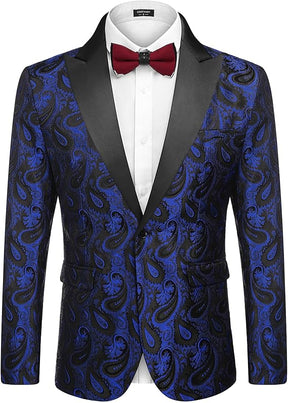 COOFANDY Mens Floral Tuxedo One Button Luxury Shiny Blazer Dinner Party Prom Wedding Suit Jacket