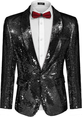 COOFANDY Mens Sequin Blazer Tuxedo Party Prom Wedding Tuxedo One Button Jacket