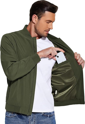 COOFANDY Men's Lightweight Bomber Jackets Casual Spring Fall Windbreaker Jacket Light Zip Up Coat With Pocket