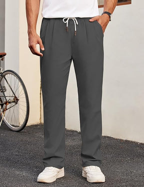 COOFANDY Men's Casual Chino Pants Relaxed Fit Drawstring Elastic Waist Lightweight Pant Twill Pleated Trousers