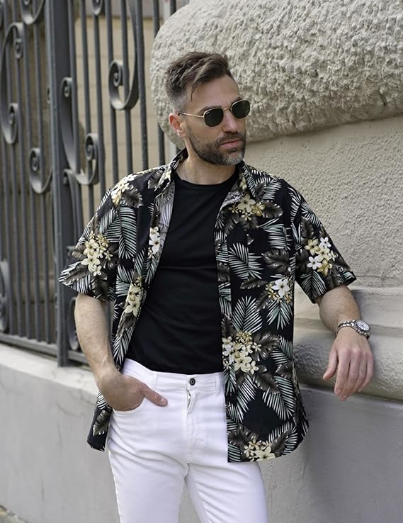 COOFANDY Men's Saint Patrick's Day Green Hawaiian Shirt Short Sleeve Casual Button Down Perfect for Parade & Tropical Beach Wear