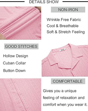 COOFANDY Mens Beach Shirt Short Sleeve Button Down Shirts Casual Cuban Collared Summer Vacation Tropical Shirts
