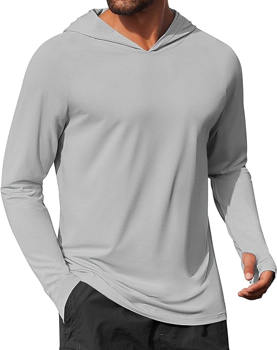 COOFANDY Mens UPF 50+ Hoodie Shirts Long Sleeve Rash Guard Sun Protection Fishing Shirts Lightweight Quick Dry Hoodies