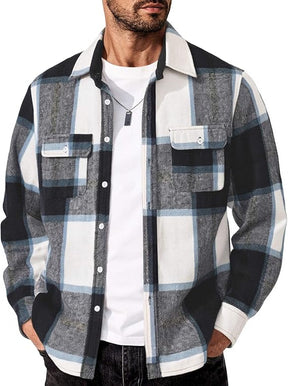 COOFANDY Men's Flannel Shirts Long Sleeve Cotton Plaid Shirt Jacket Casual Button Down Shirt with Pockets