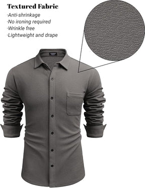 COOFANDY Men's Lightweight Shirt Shacket Long Sleeve Textured Button Down Shirts Casual Jacket