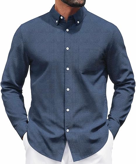 COOFANDY Mens Long Sleeve Button Down Shirt Casual Untucked Shirts for Men Oxford Dress Shirts