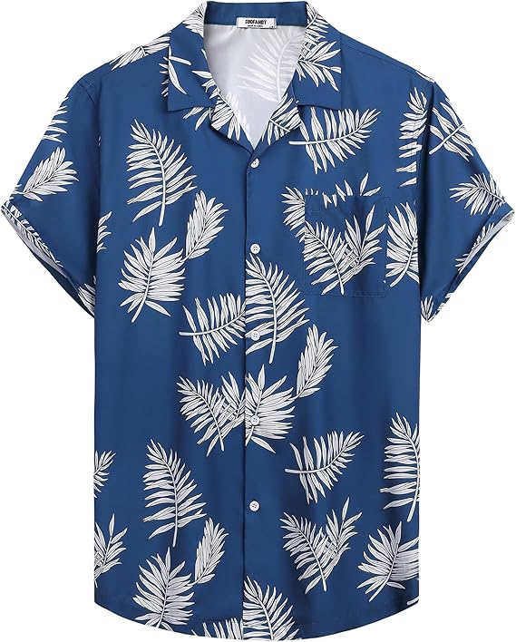 COOFANDY Mens Hawaiian Shirt Short Sleeve Casual Funky Beach Shirt Summer Shirts with Pocket