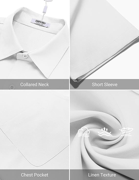 COOFANDY Shirts for Men Short Sleeve Button Down Shirt Casual Summer Beach Shirts