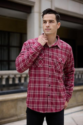 COOFANDY Men's Faux Shearling Lined Flannel Shirt Jacket Long Sleeve Button Up Fleece Plaid Shirts S-XXL
