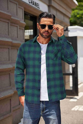 COOFANDY Men's Flannel Shirts Long Sleeve Button Down Plaid Shirt Lightweight Shirt