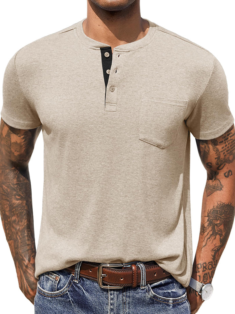 COOFANDY Men Casual Shirt Short Sleeve Summer Basic T Shirt Pocket Soild Tee Top