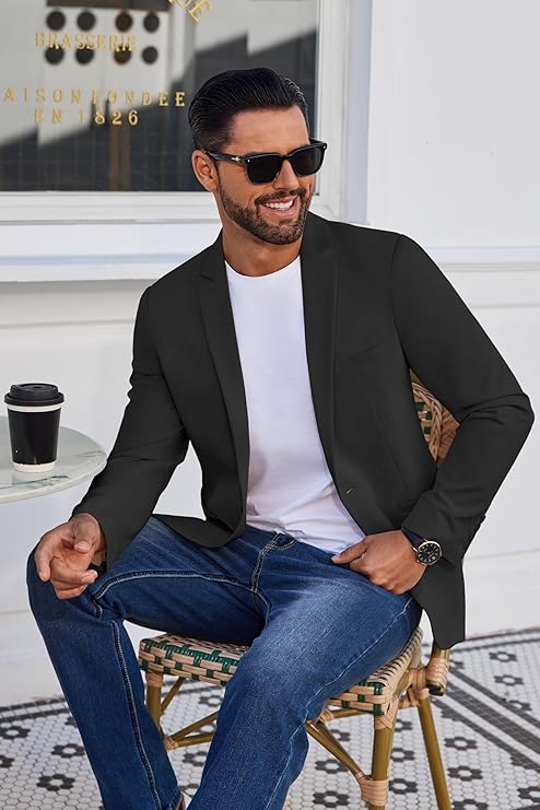 COOFANDY Men's Blazer Casual Suit Jacket Slim Fit One Button Sport Coats Lightweight Sports Jacket