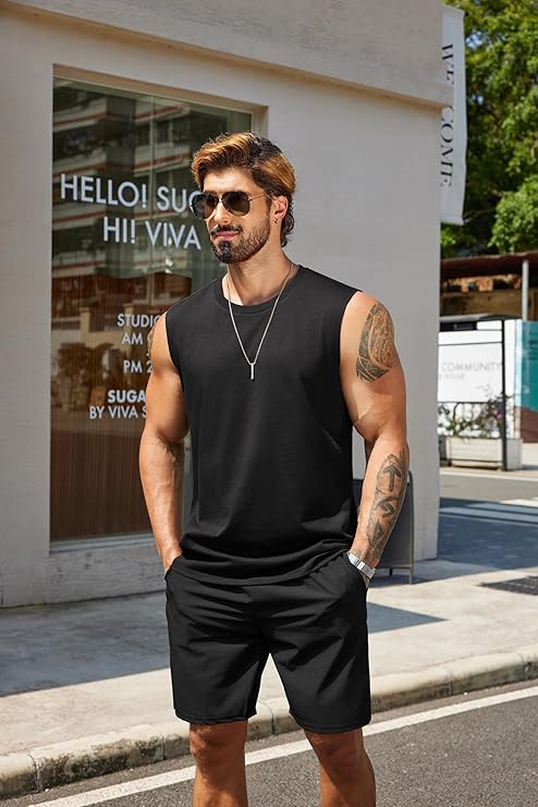 COOFANDY Men's Tank Top Cotton Workout Sleeveless Muscle T Shirts Casual Summer Tank Shirts