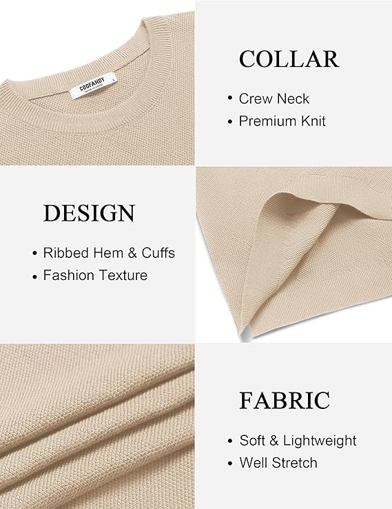 COOFANDY Mens Crew Neck Sweaters Long Sleeve Lightweight Knit Dress Pullover Sweaters