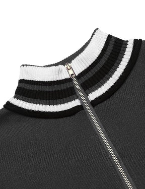 COOFANDY Men's Quarter Zip Pullover Sweater Casual Slim Fit Striped Polo Sweaters