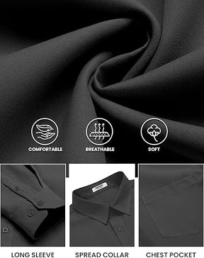 COOFANDY Mens Long Sleeve Button Down Shirts Casual Untucked Shirts for Men Dress Shirts Beach Wedding Shirts
