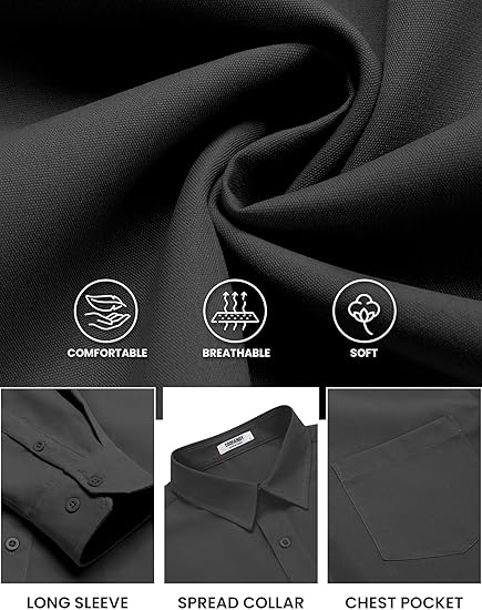COOFANDY Mens Long Sleeve Button Down Shirts Casual Untucked Shirts for Men Dress Shirts Beach Wedding Shirts