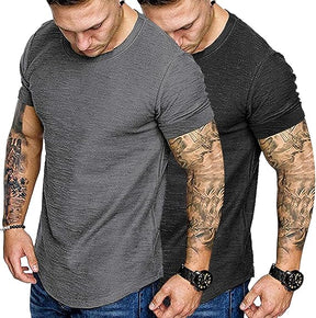 COOFANDY Men Muscle Workout T Shirt Gym Bodybuilding Active Short Sleeve Tee Top Black