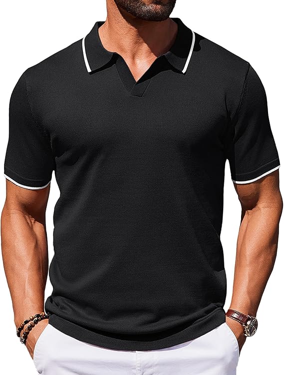 COOFANDY Polo Shirts Short Sleeve Knit Polo Shirt Golf T Shirts