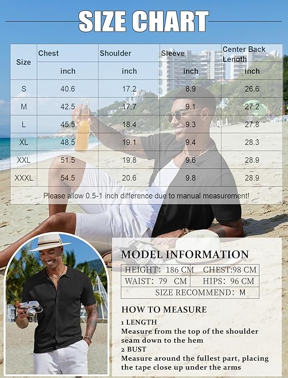 COOFANDY Men Casual Button Down Shirts Short Sleeve Summer Beach Shirt Fashion Camp Tops
