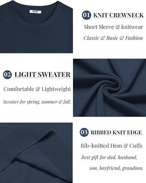 COOFANDY Men's Crewneck Sweater Short Sleeve Casual Basic Tops Classic Fashion Knit Pullover Tees