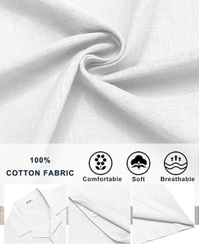 COOFANDY Men's Cotton Shirts Short Sleeve Button Down Shirts Casual Beach Summer Cuban Collar Shirt