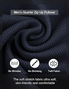 COOFANDY Mens Quarter Zip Pullover Mock Neck Sweatshirt Long Sleeve Sweater Polo Half Zip Pullover with Pocket