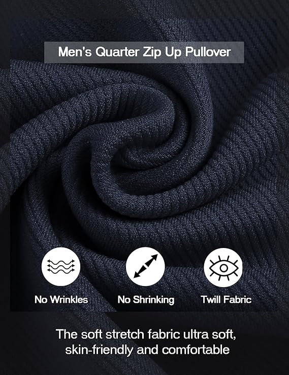 COOFANDY Mens Quarter Zip Pullover Mock Neck Sweatshirt Long Sleeve Sweater Polo Half Zip Pullover with Pocket