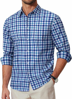 COOFANDY Men's Plaid Button Down Shirt Cotton Long Sleeves Dress Shirt Wrinkle Free Casual Gingham Shirt