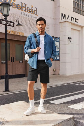 COOFANDY Men's Casual Shorts Classic-Fit 9" Chino Shorts Cotton Stretch Golf Short with 4 Pockets