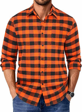 COOFANDY Men's Casual Long Sleeve Button Up Plaid Flannel Shirt Jacket with Pocket