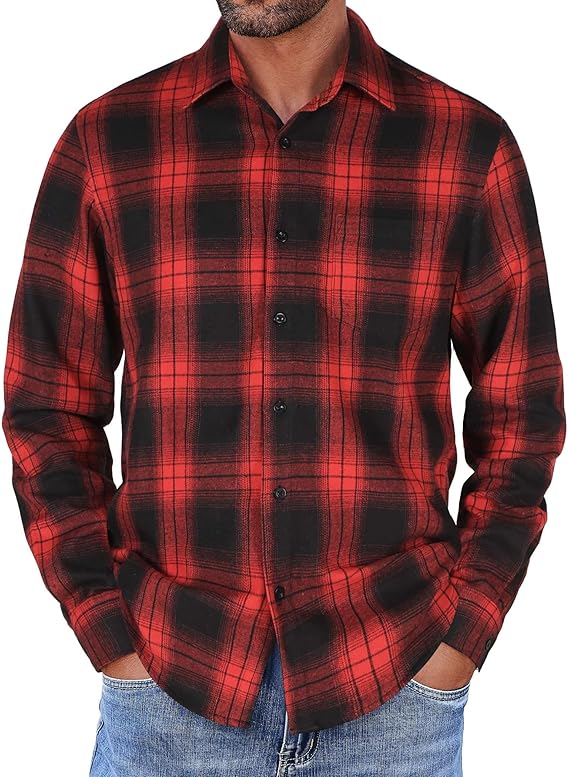 COOFANDY Flannel Shirts Long Sleeve Button Down Shirt
