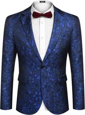 COOFANDY Men's Floral Tuxedo Jacket Irish Holiday Party Dinner Prom One Button Suit Blazer