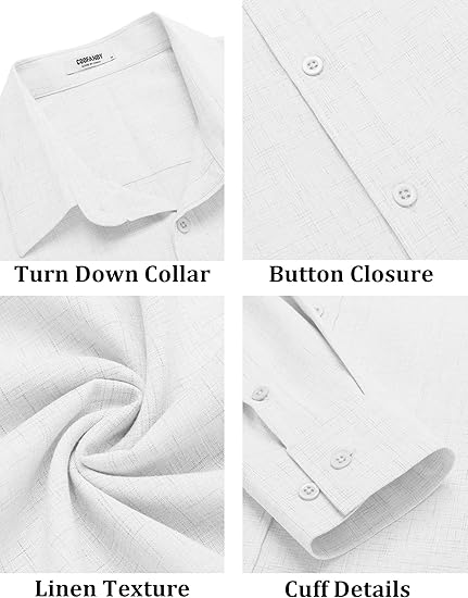 COOFANDY Men's Casual Button Down Shirt Long Sleeve Untucked Chambray Shirt Wrinkle Free Dress Shirts