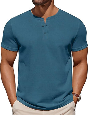 COOFANDY Mens Cotton Henley T-Shirts Short Sleeve Button Casual Basic Tees Work Shirts with Split Side