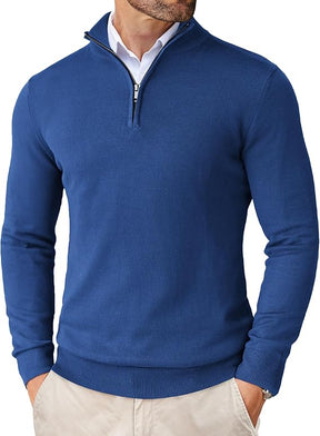 COOFANDY Men's Quarter Zip Up Sweaters Slim Fit Lightweight Mock Neck Pullover Casual Polo Sweaters